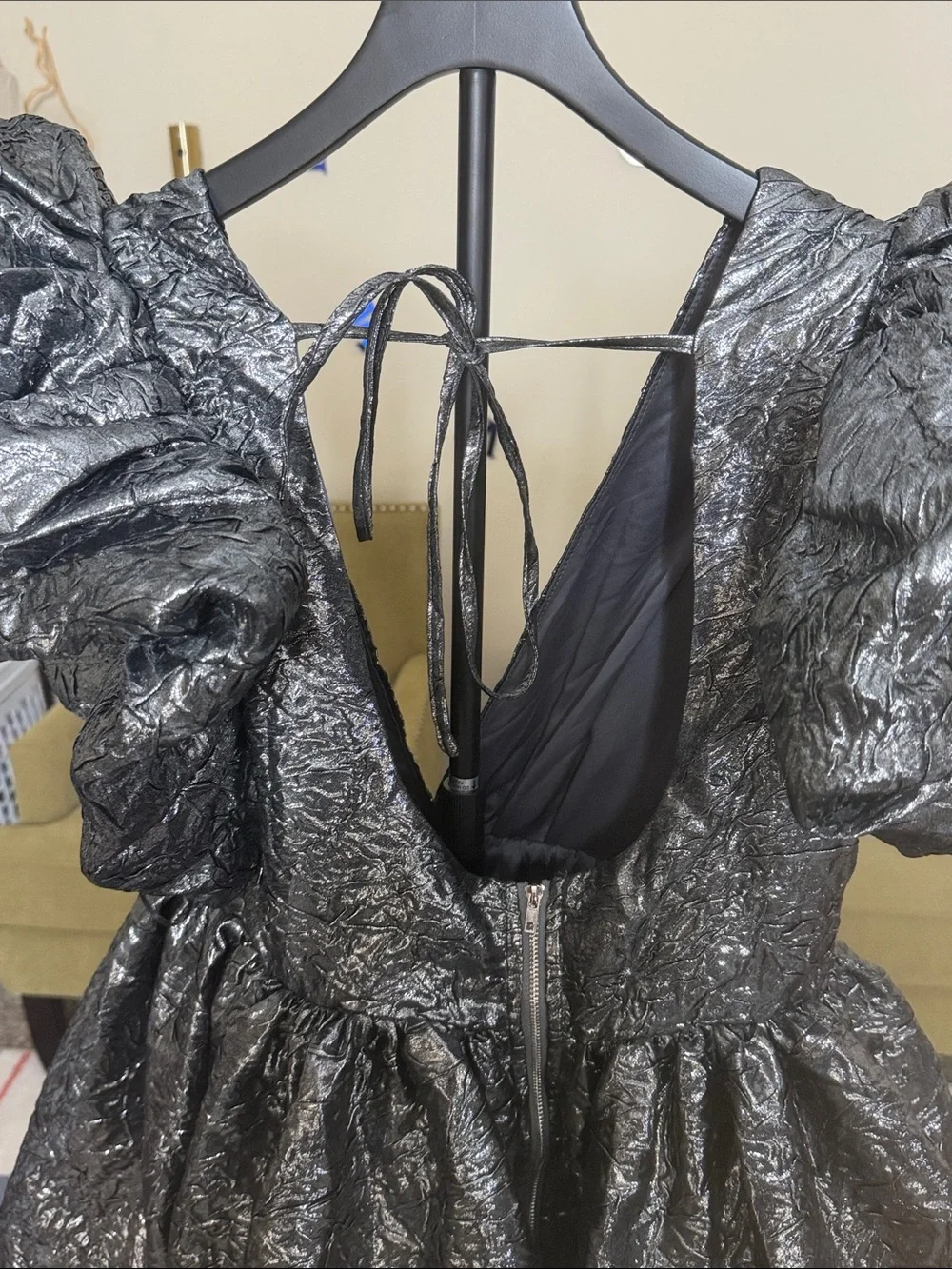 Bubble Mini Dress with Dramatic Puff Sleeves - Picture 7 of 8